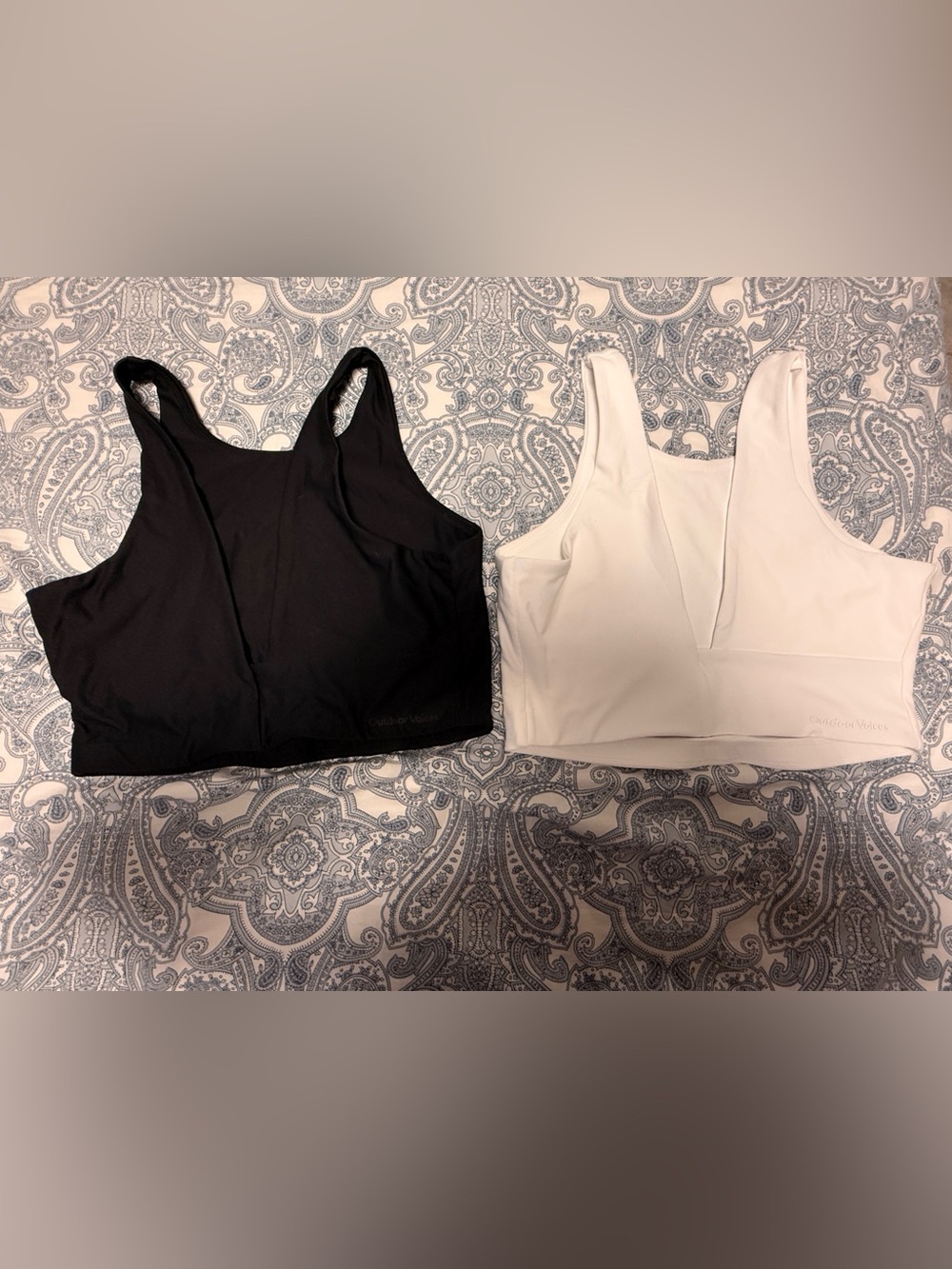 Outdoor Voices Venus Crop Tops — Black & White Women’s Size Large
